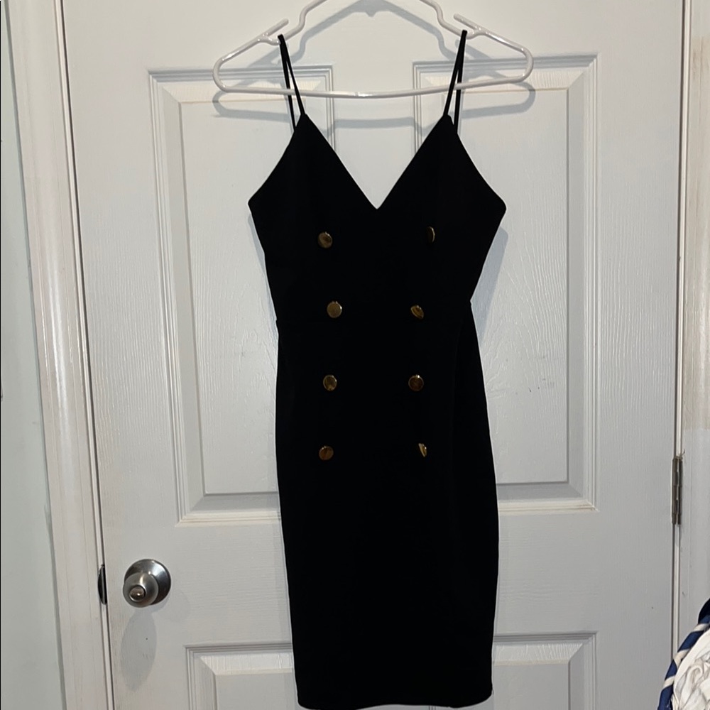 Elegant Black Button-Detail Dress (Studio 1011) (M)